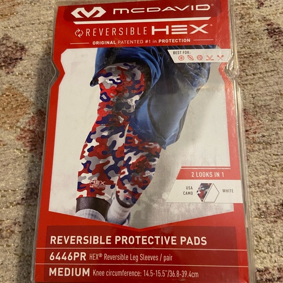McDavid Basketball Reversible Knee Sleeves with HEX Padding. Leg Compression 1pk - Picture 1 of 9